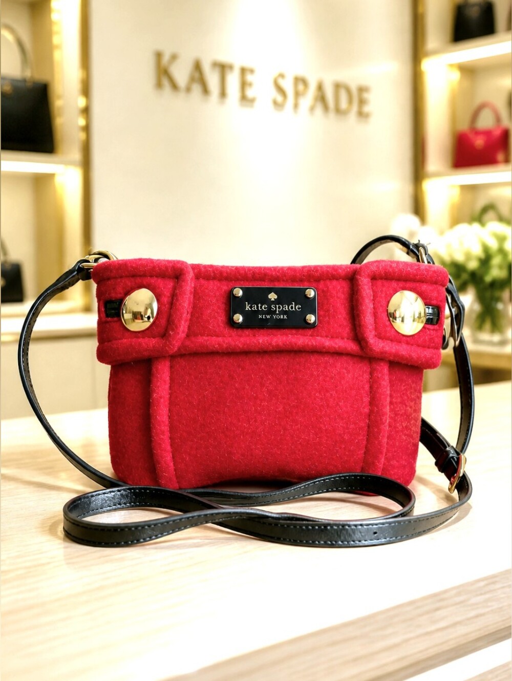 Kate Spade Vintage Chestnut Hill Alda Red Wool Crossbody As Seen On New  Girl